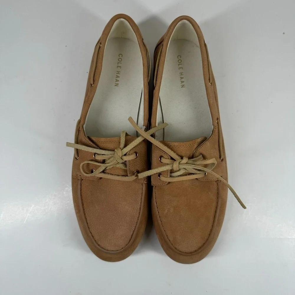 Cole Haan Women's US 9.5B Brown Leather Comfort Boat Moc Loafer Shoes W33652